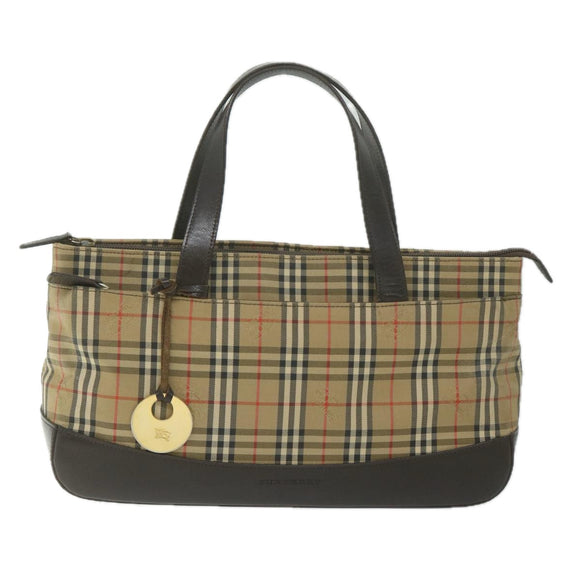 BURBERRY Nova Check Hand Bag Canvas Beige Auth 61346