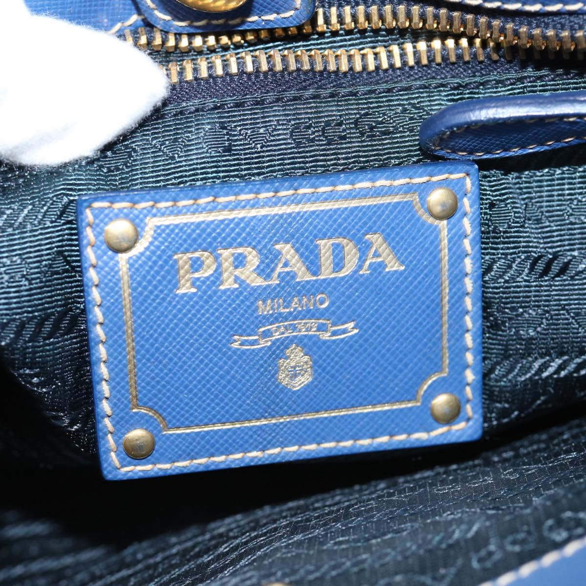 PRADA Hand Bag Nylon 2way Blue Auth 61403