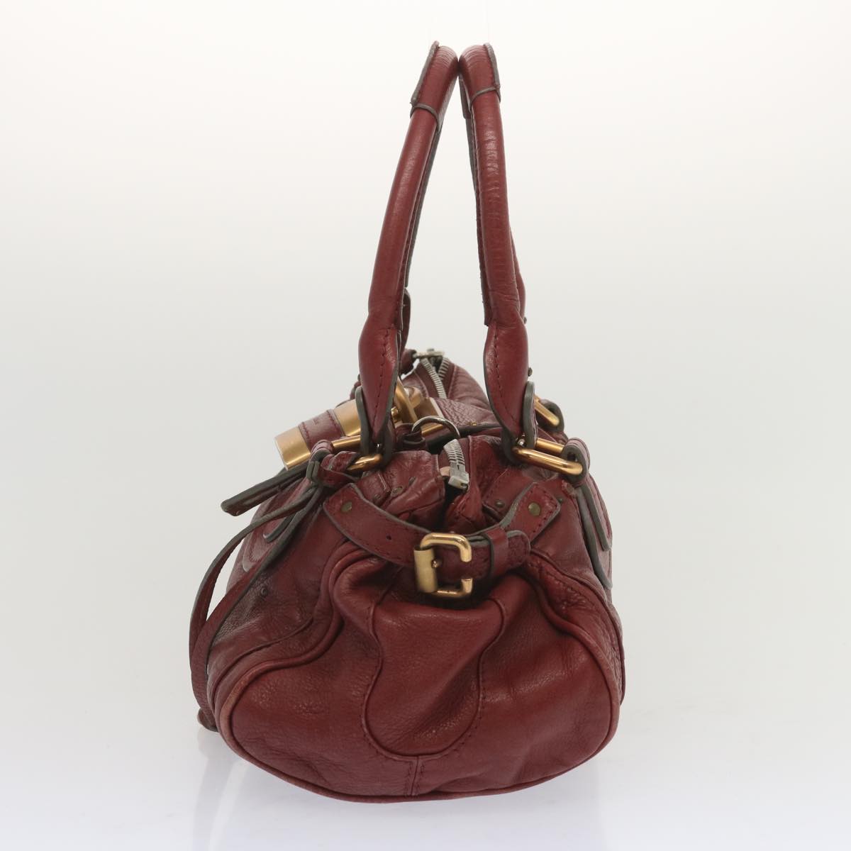 Chloe Hand Bag Leather Red 03 05 53 Auth 61485