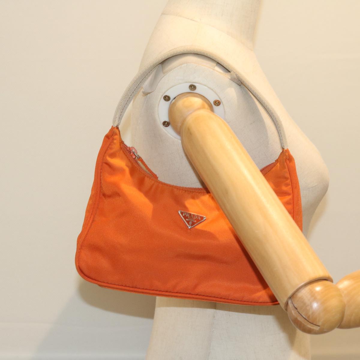 PRADA Hand Bag Nylon Orange Auth 61518