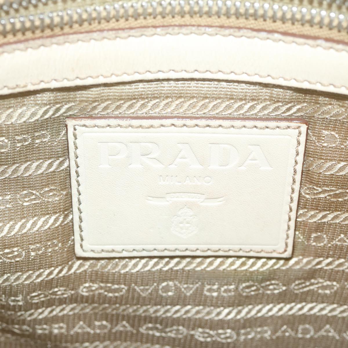 PRADA Shoulder Bag Canvas Beige Auth 61623