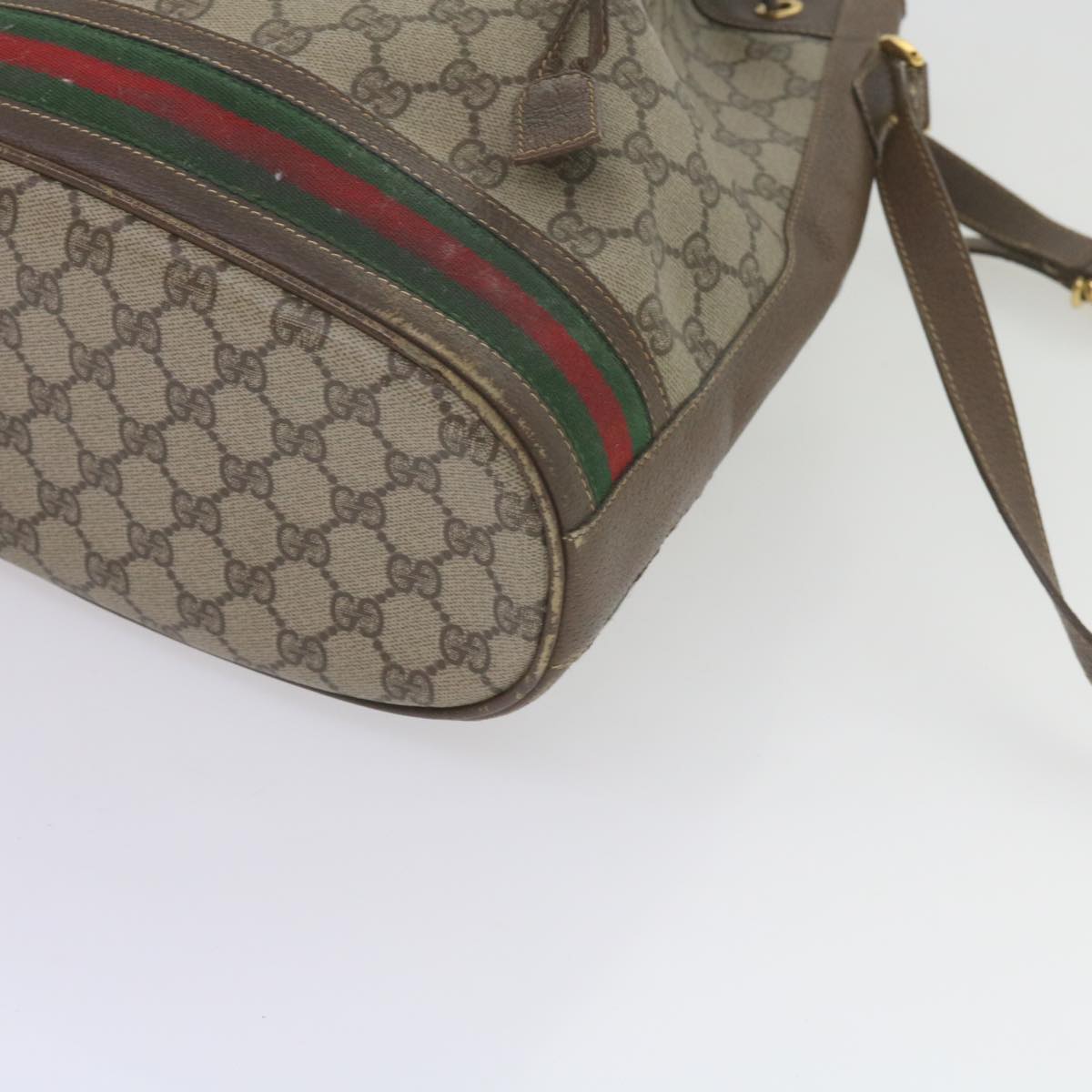 GUCCI GG Supreme Web Sherry Line Shoulder Bag Beige Red 001 116 0933 Auth 61702