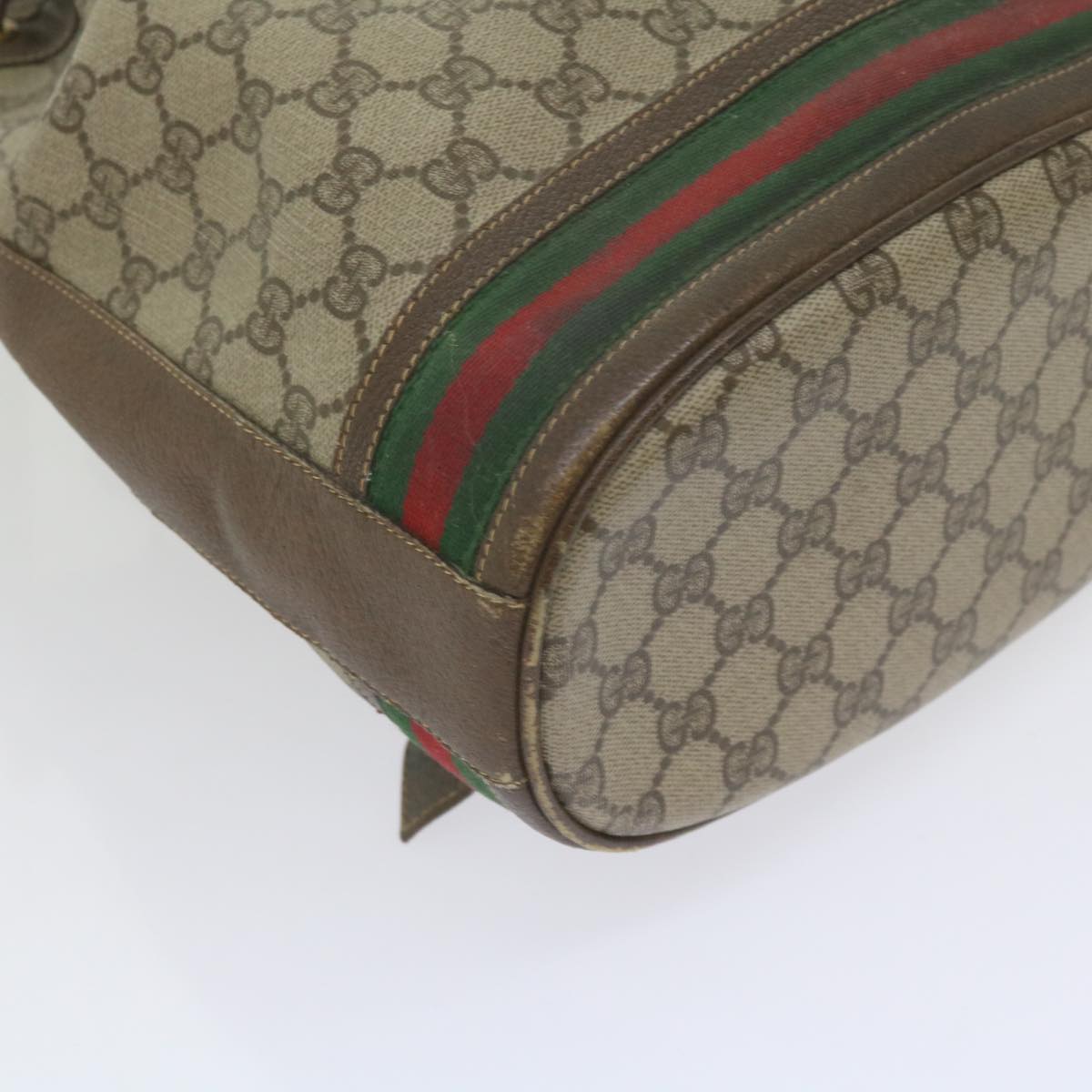 GUCCI GG Supreme Web Sherry Line Shoulder Bag Beige Red 001 116 0933 Auth 61702