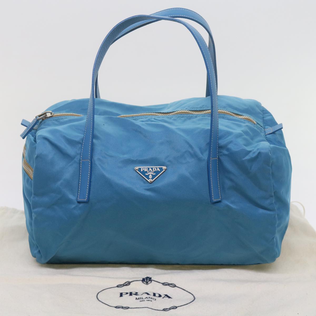 PRADA Hand Bag Nylon Blue Auth 61706
