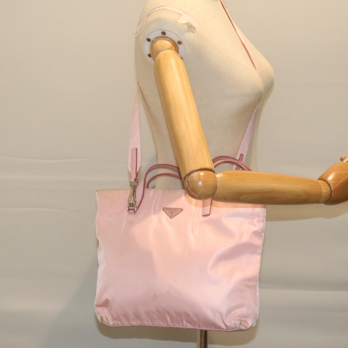 PRADA Tote Bag Nylon 2way Pink Auth 61897