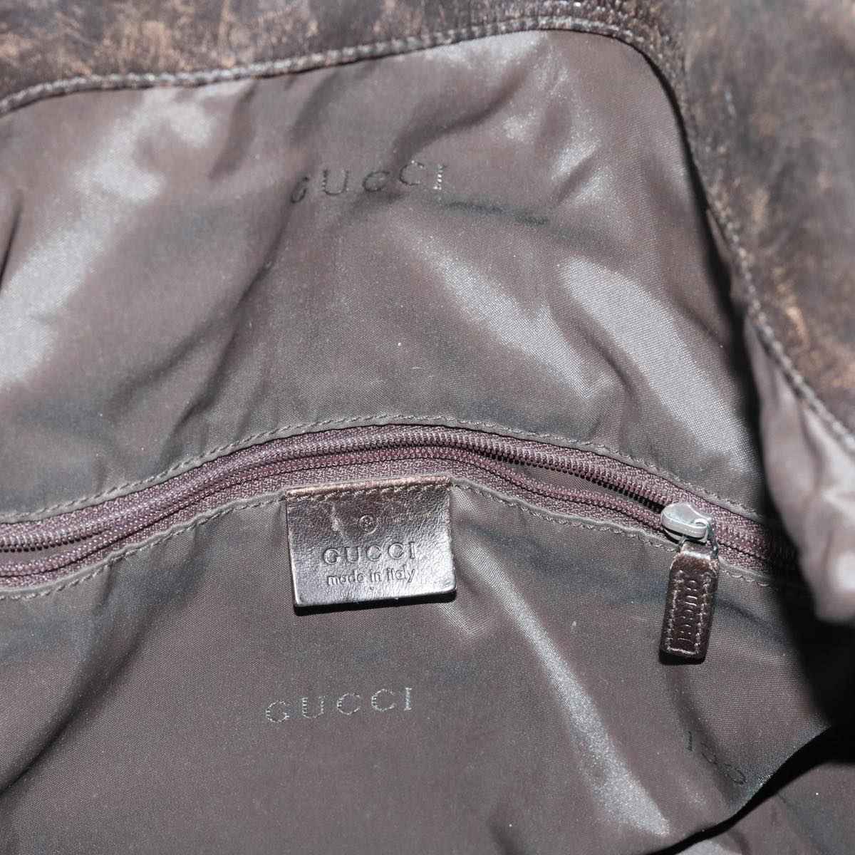 GUCCI Bamboo Shoulder Bag Nylon 2way Khaki 001・1577 3444 Auth 61901