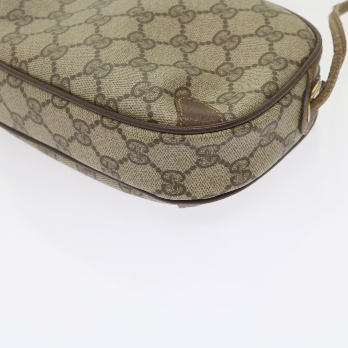 GUCCI GG Supreme Web Sherry Line Shoulder Bag Beige Red 89 02 066 Auth 61995