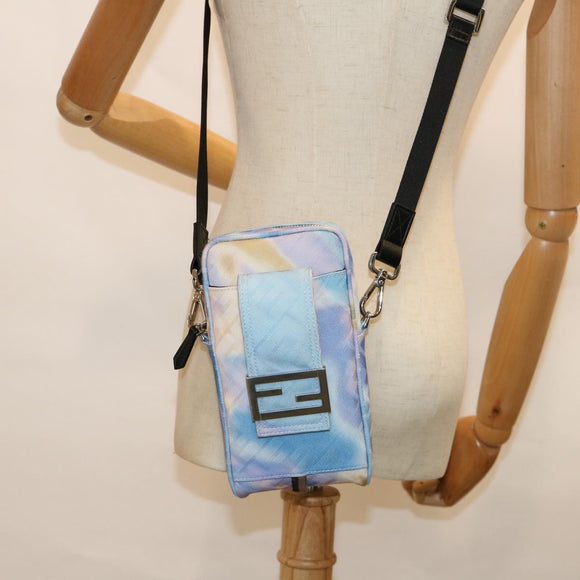 FENDI Zucca Canvas Shoulder Bag Light Blue Auth 62025AV