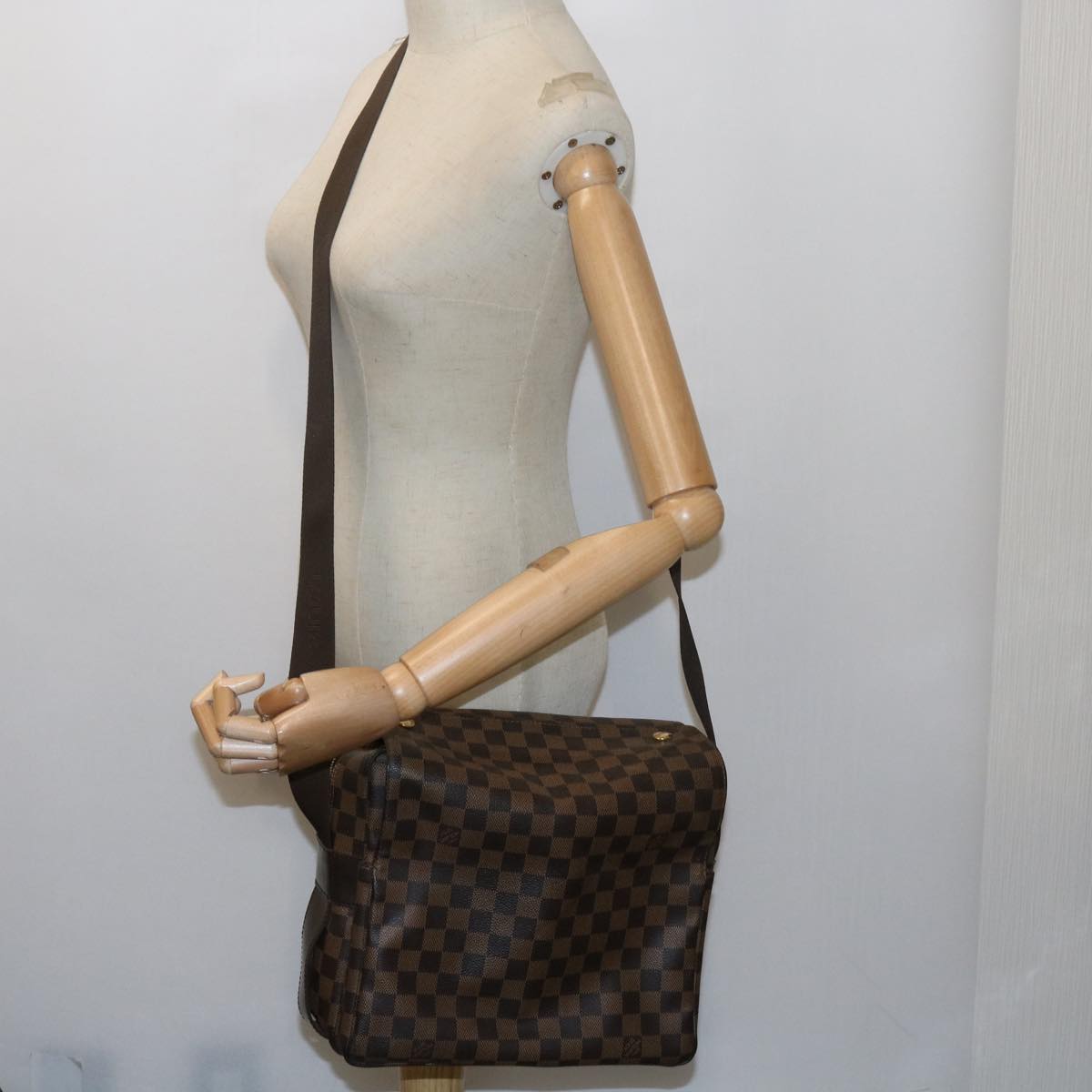 LOUIS VUITTON Damier Ebene Naviglio Shoulder Bag N45255 LV Auth 62052