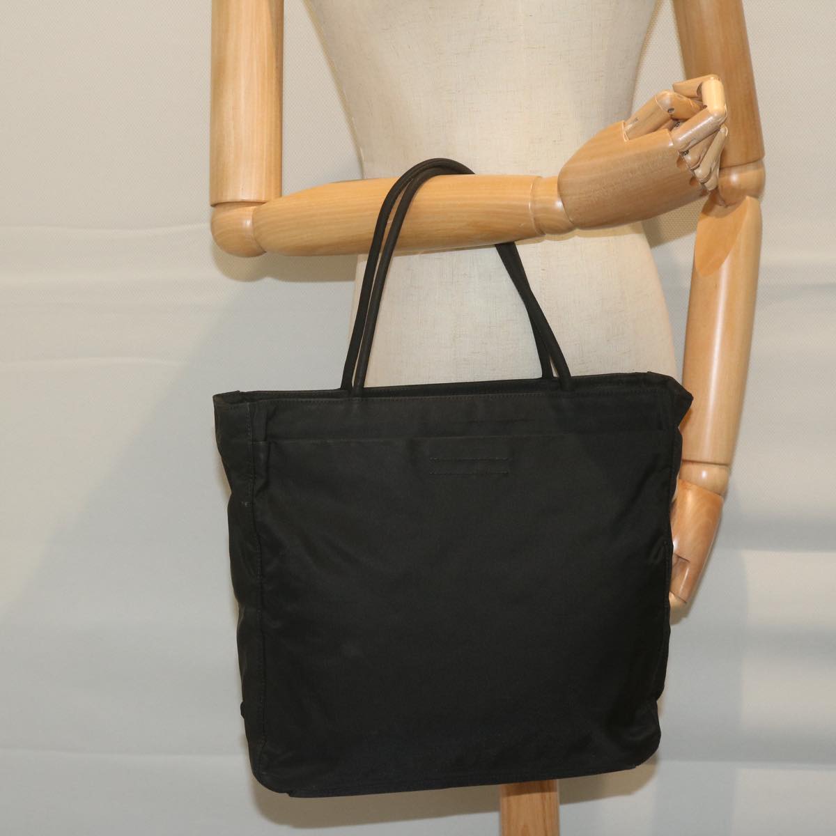 PRADA Hand Bag Nylon Black Auth 62077