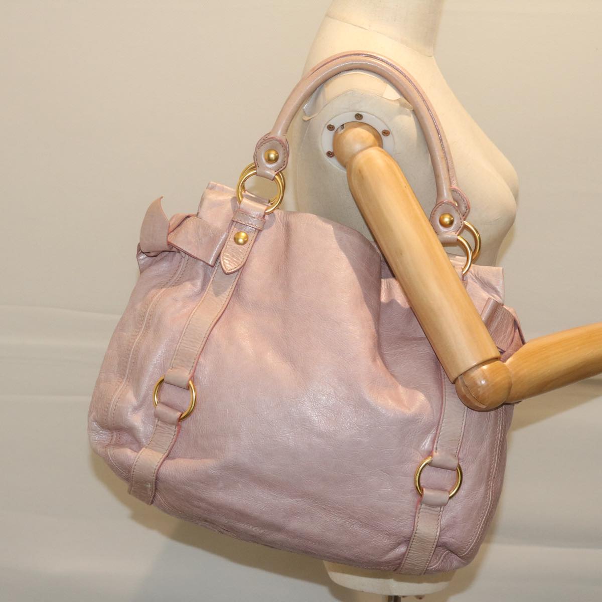 Miu Miu Shoulder Bag Leather Pink Auth 62099