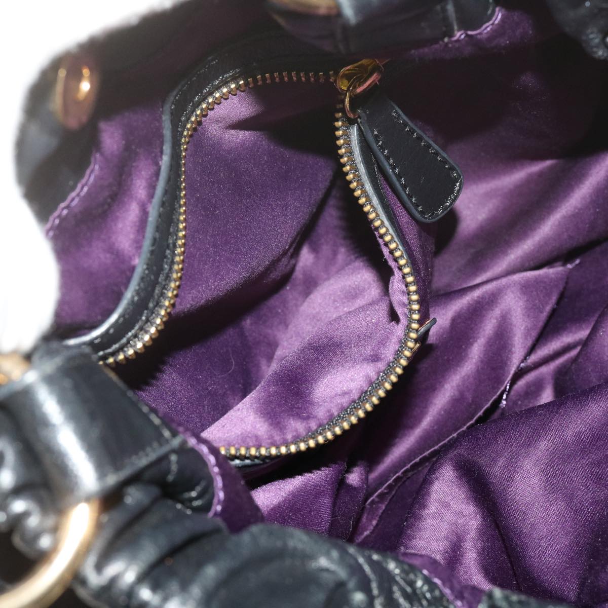 Miu Miu Hand Bag Leather Black Auth 62115