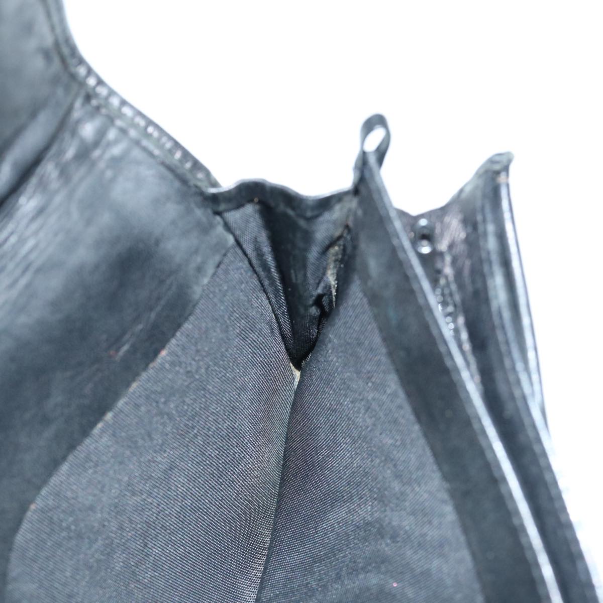 BOTTEGAVENETA INTRECCIATO Chain Shoulder Bag Leather Black Auth 62134