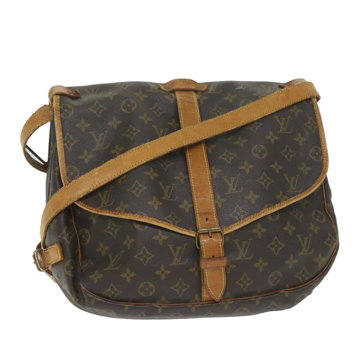 LOUIS VUITTON Monogram Saumur 35 Shoulder Bag M42254 LV Auth 62223