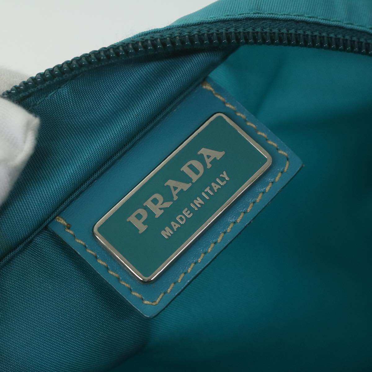 PRADA Shoulder Bag Nylon Turquoise Blue Auth 62238