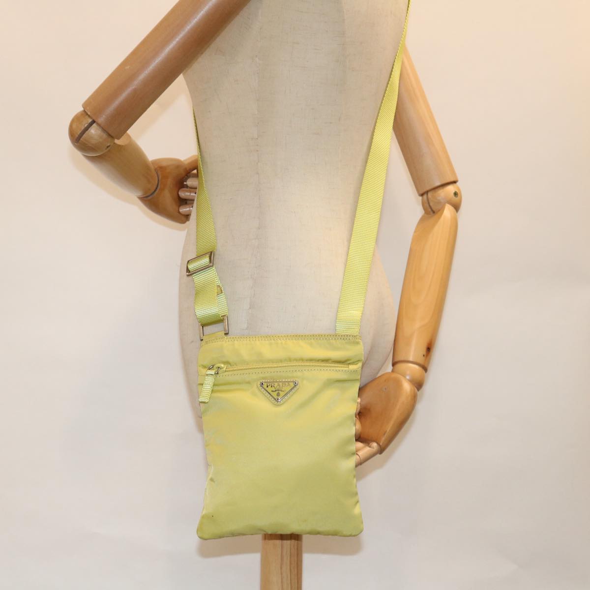 PRADA Shoulder Bag Nylon Yellow Auth 62287