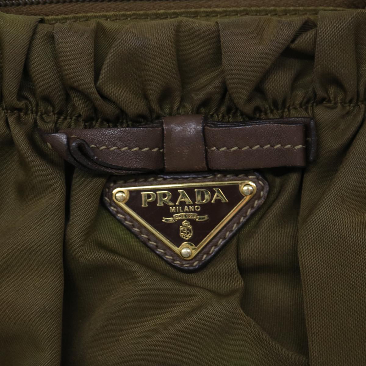 PRADA Hand Bag Nylon 2way Khaki Auth 62327