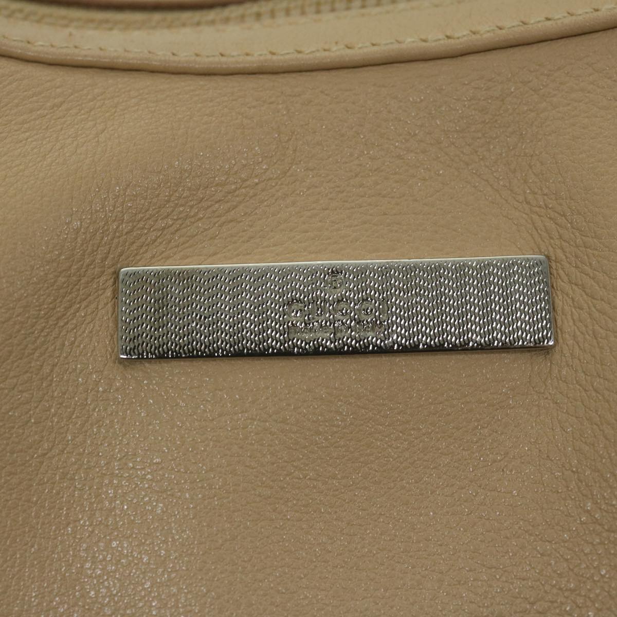 GUCCI Chain Shoulder Bag Leather Beige 001 3874 2404 Auth 62334