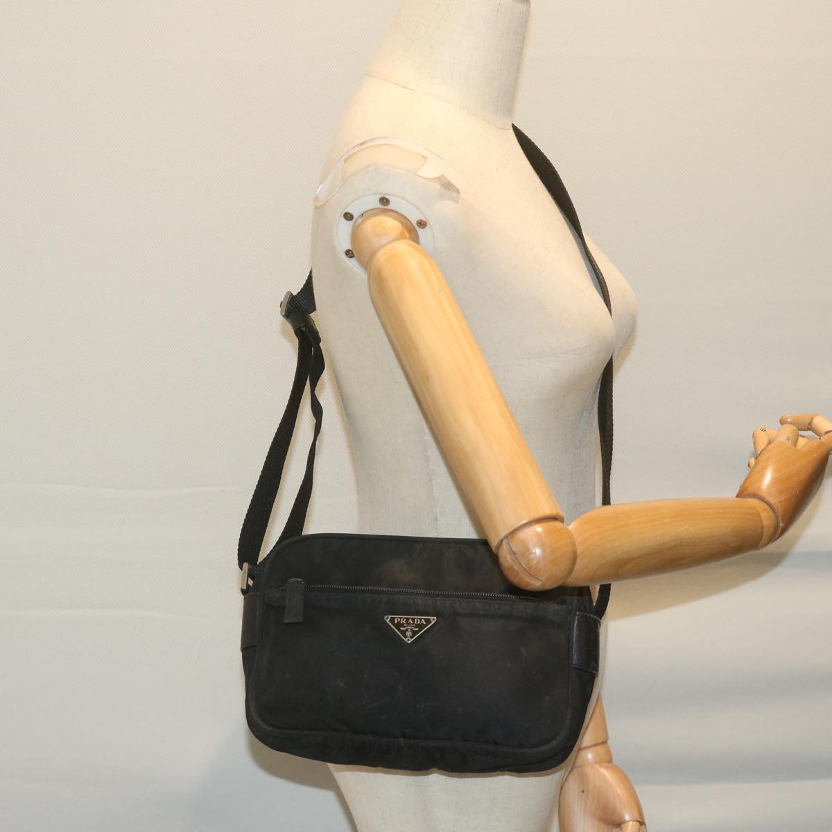 PRADA Shoulder Bag Nylon Black Auth 62392