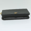 CHANEL Matelasse Chain Shoulder Bag Lamb Skin Black CC Auth 62395-23