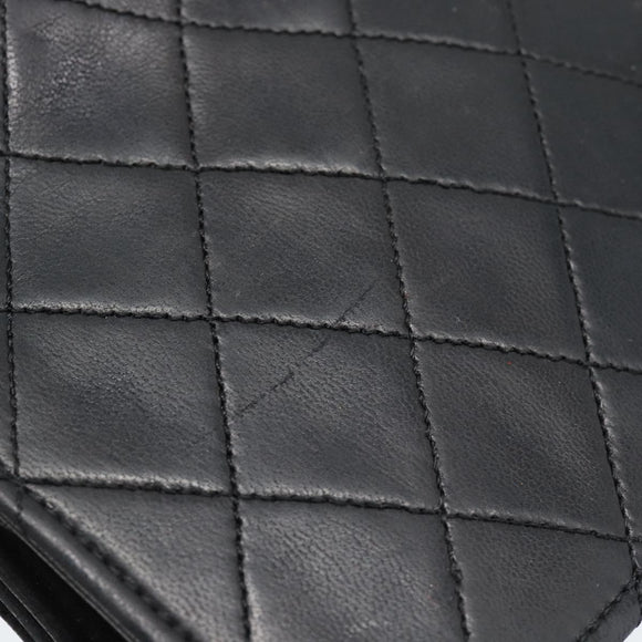 CHANEL Matelasse Chain Shoulder Bag Lamb Skin Black CC Auth 62395