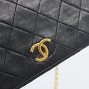 CHANEL Matelasse Chain Shoulder Bag Lamb Skin Black CC Auth 62395-18
