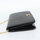CHANEL Matelasse Chain Shoulder Bag Lamb Skin Black CC Auth 62395-2