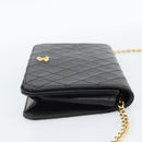 CHANEL Matelasse Chain Shoulder Bag Lamb Skin Black CC Auth 62395-3