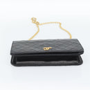 CHANEL Matelasse Chain Shoulder Bag Lamb Skin Black CC Auth 62395-14
