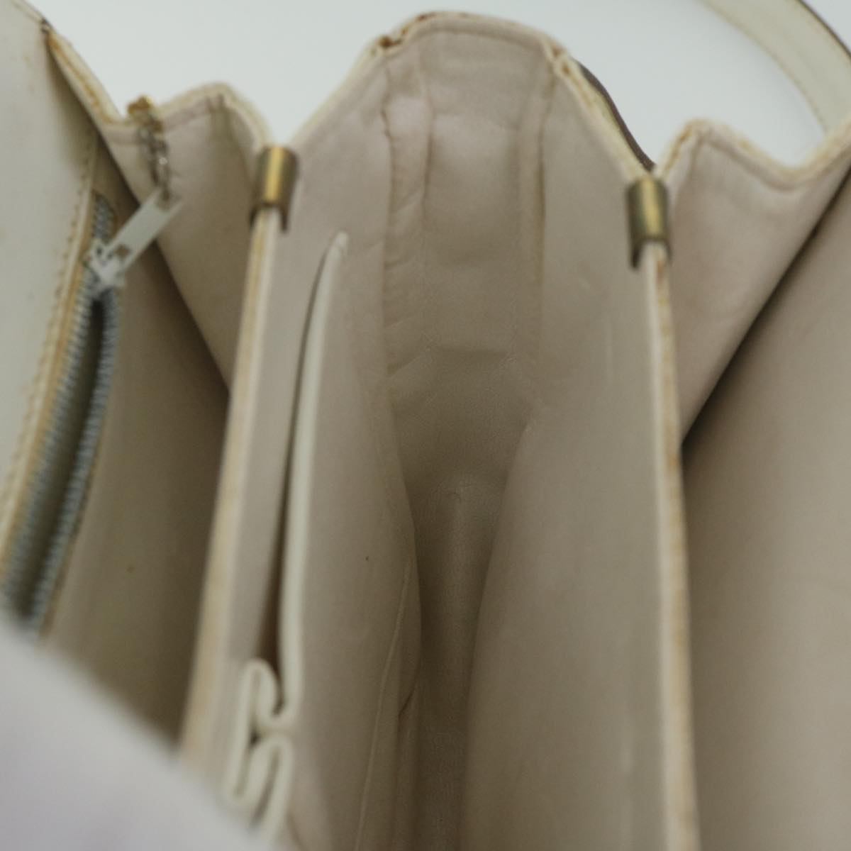 CELINE Macadam Canvas Shoulder Bag PVC Leather White Auth 62462