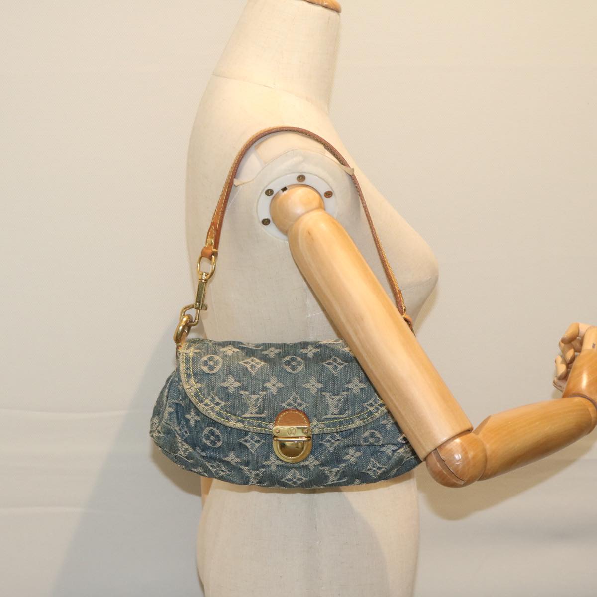 LOUIS VUITTON Monogram Denim Mini Preity Shoulder Bag Blue M95050 LV Auth 62481