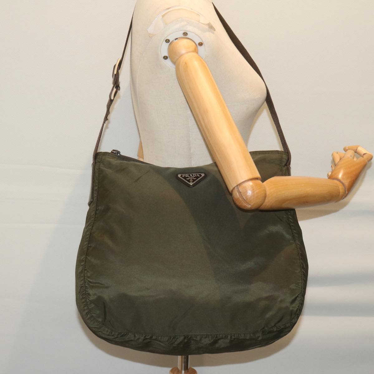 PRADA Shoulder Bag Nylon Khaki Auth 62505