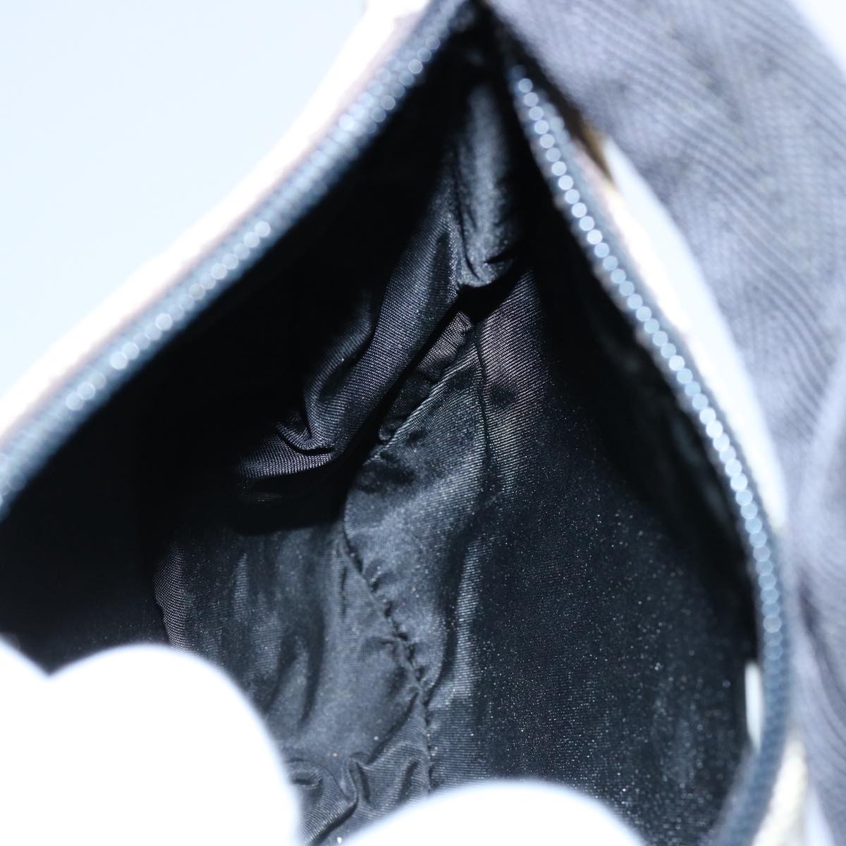PRADA Sports Hand Bag Canvas Black White Auth 62564