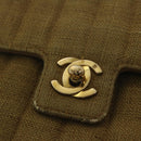 CHANEL Ketten-Schultertasche Canvas Braun CC Auth 62565A-17
