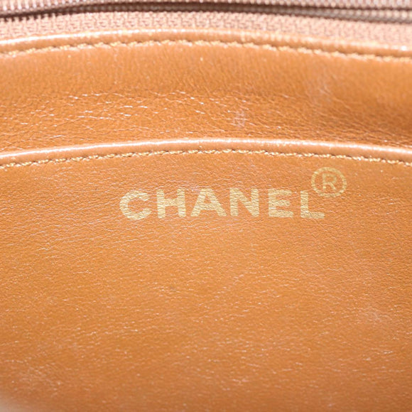 CHANEL Chain Shoulder Bag Canvas Brown CC Auth 62565A