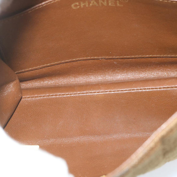 CHANEL Ketten-Schultertasche Canvas Braun CC Auth 62565A