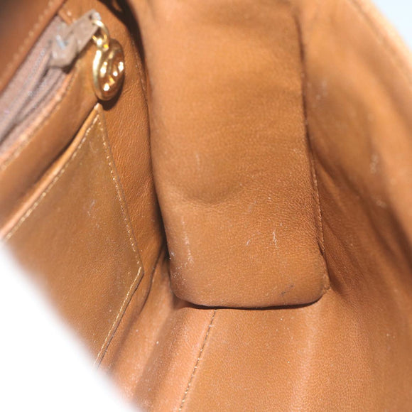 CHANEL Ketten-Schultertasche Canvas Braun CC Auth 62565A