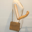 CHANEL Ketten-Schultertasche Canvas Braun CC Auth 62565A-22
