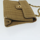 CHANEL Ketten-Schultertasche Canvas Braun CC Auth 62565A-4