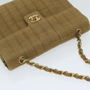 CHANEL Chain Shoulder Bag Canvas Brown CC Auth 62565A-7