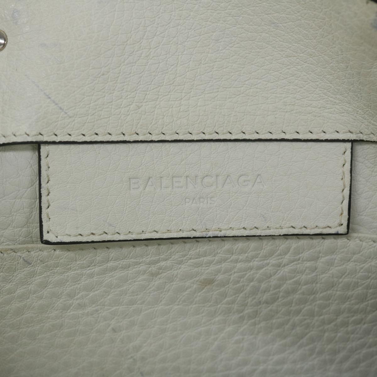 BALENCIAGA Paper A6 Zip Around Hand Bag Leather 2way White 370926 Auth 62593