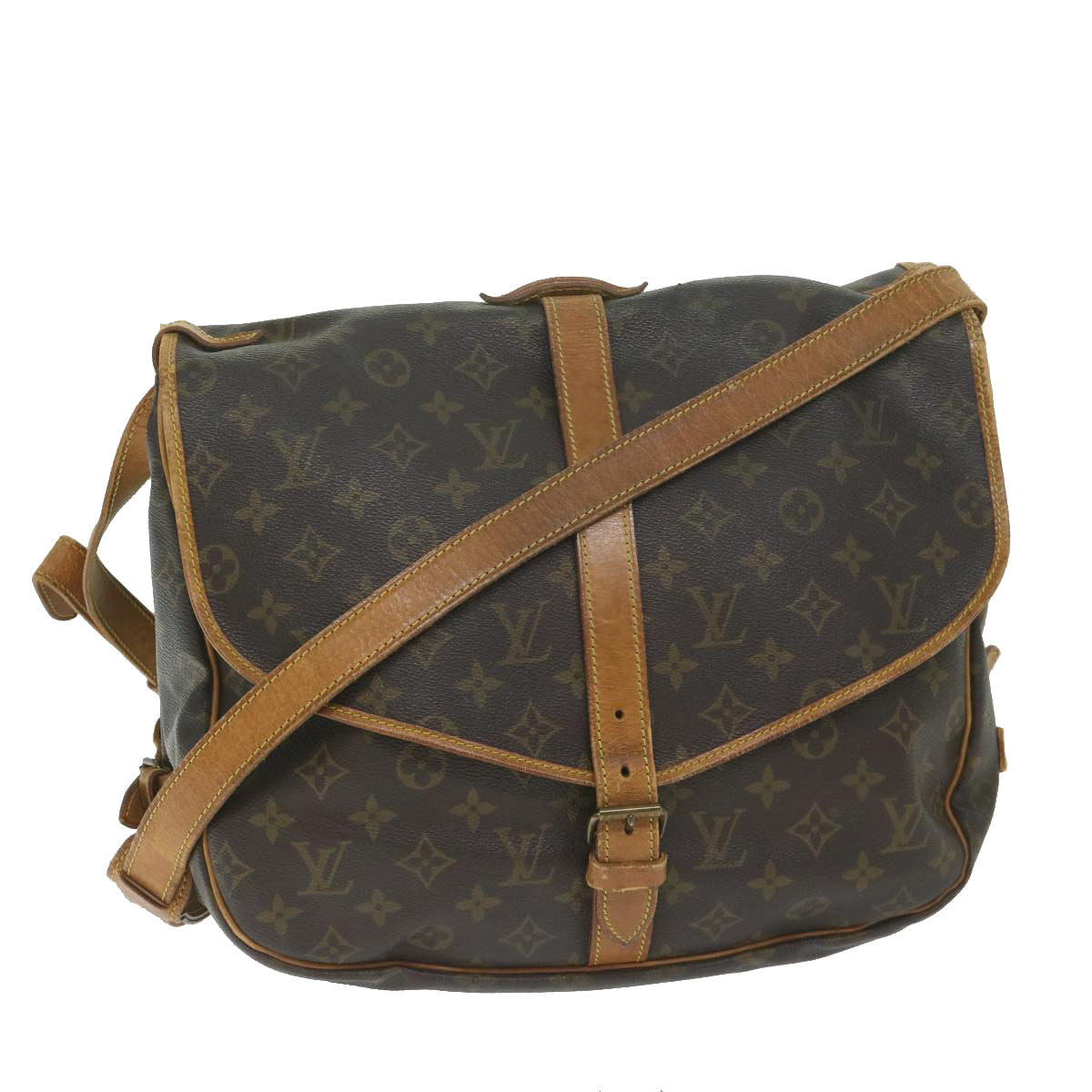 LOUIS VUITTON Monogram Saumur 35 Shoulder Bag M42254 LV Auth 62739