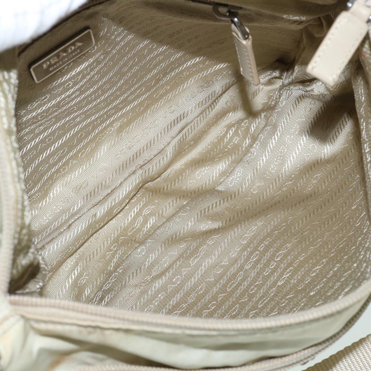PRADA Shoulder Bag Nylon Cream Auth 62773