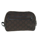 GUCCI GG Canvas Clutch Bag Dark Brown 112253 Auth 62829-13