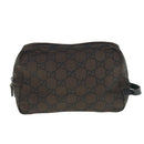GUCCI GG Canvas Clutch Bag Dark Brown 112253 Auth 62829-2