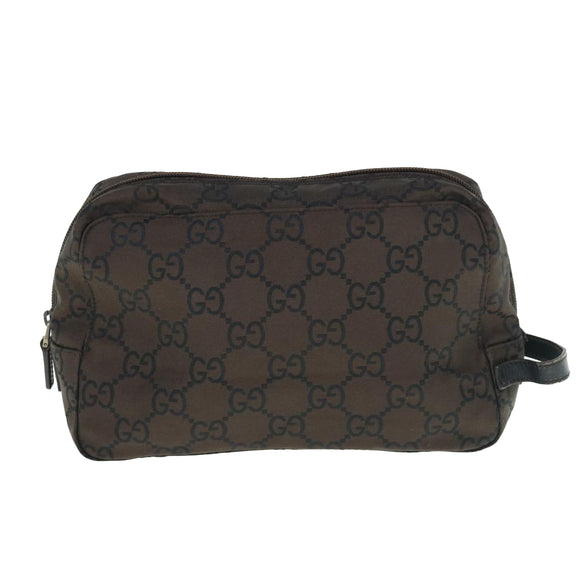 GUCCI GG Canvas Clutch Bag Dark Brown 112253 Auth 62829