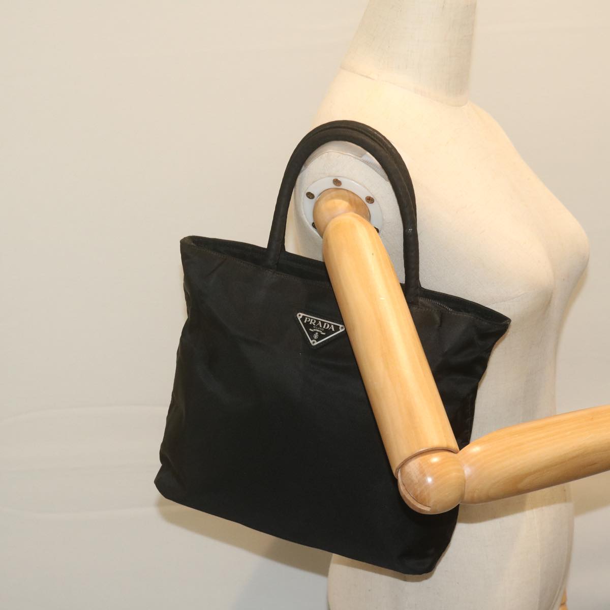 PRADA Hand Bag Nylon Black Auth 62846