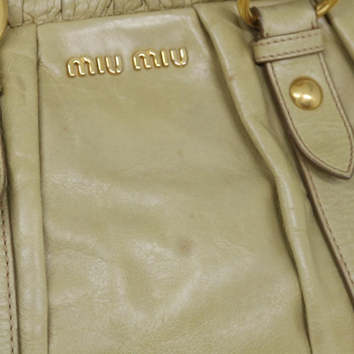 Miu Miu Hand Bag Leather 2way Beige Auth 62850