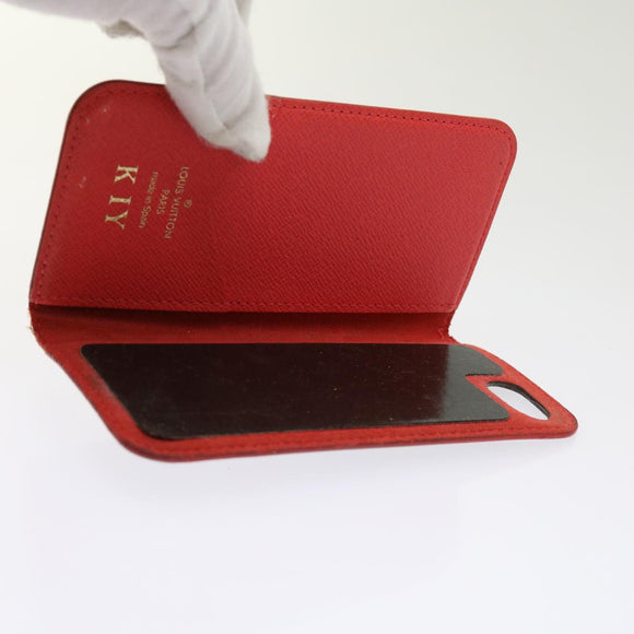 LOUIS VUITTON Monogram Damier Graphite iPhone Hülle 8Set Rot LV Auth 62862