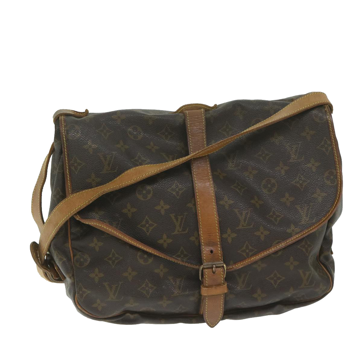 LOUIS VUITTON Monogram Saumur 35 Shoulder Bag M42254 LV Auth 62950